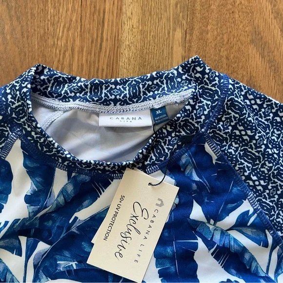 Cabana Life NWT Blue Palms Rashguard and swim skirt set Size XL - Picture 7 of 11